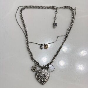 Vintage Y2K juicy couture two strand heart pendant necklace charms silver